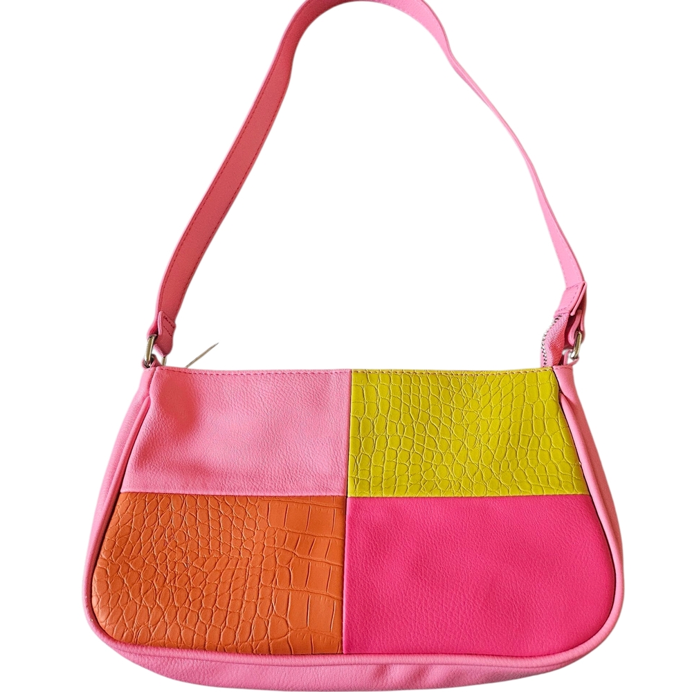 Wild Fable Colorful Pink Orange Like Yellow Patchwork Shoulder Bag Purse